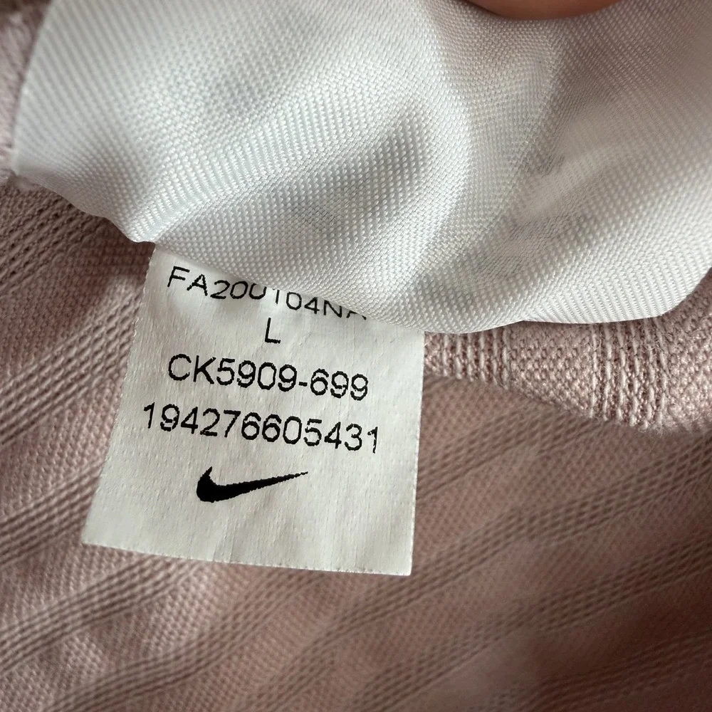 Nike Dri-FIT Standard‎ Fit Polo Shirt Men's L Pink Striped Golf Comfort